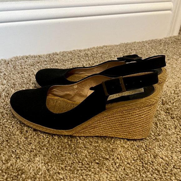 Pied-a-Terre 'Imperia' Navy Blue Slingback Espadrille Wedges ASO Kate Middleton - Picture 10 of 11